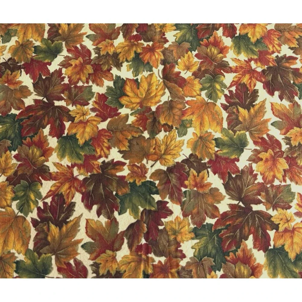 Fall Leaves Fabric Metallic Gold Accents Cranston Autumn Leaf Cotton Remnant